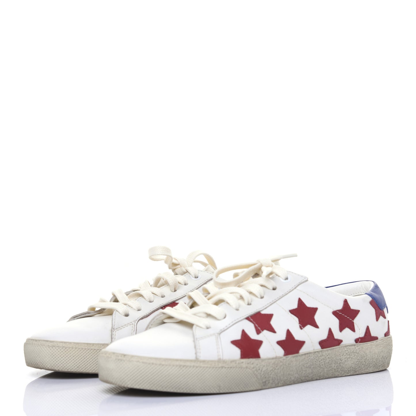 Calfskin Star Court Sneakers 38.5 White Red