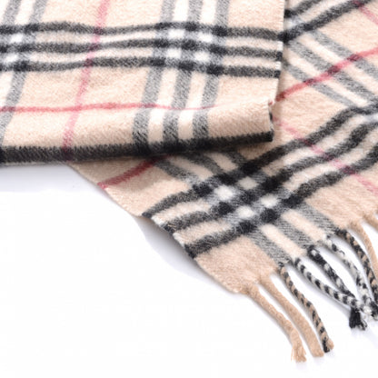 Burberry Cashmere Classic Check Fringe Scarf Camel 3 of 4
