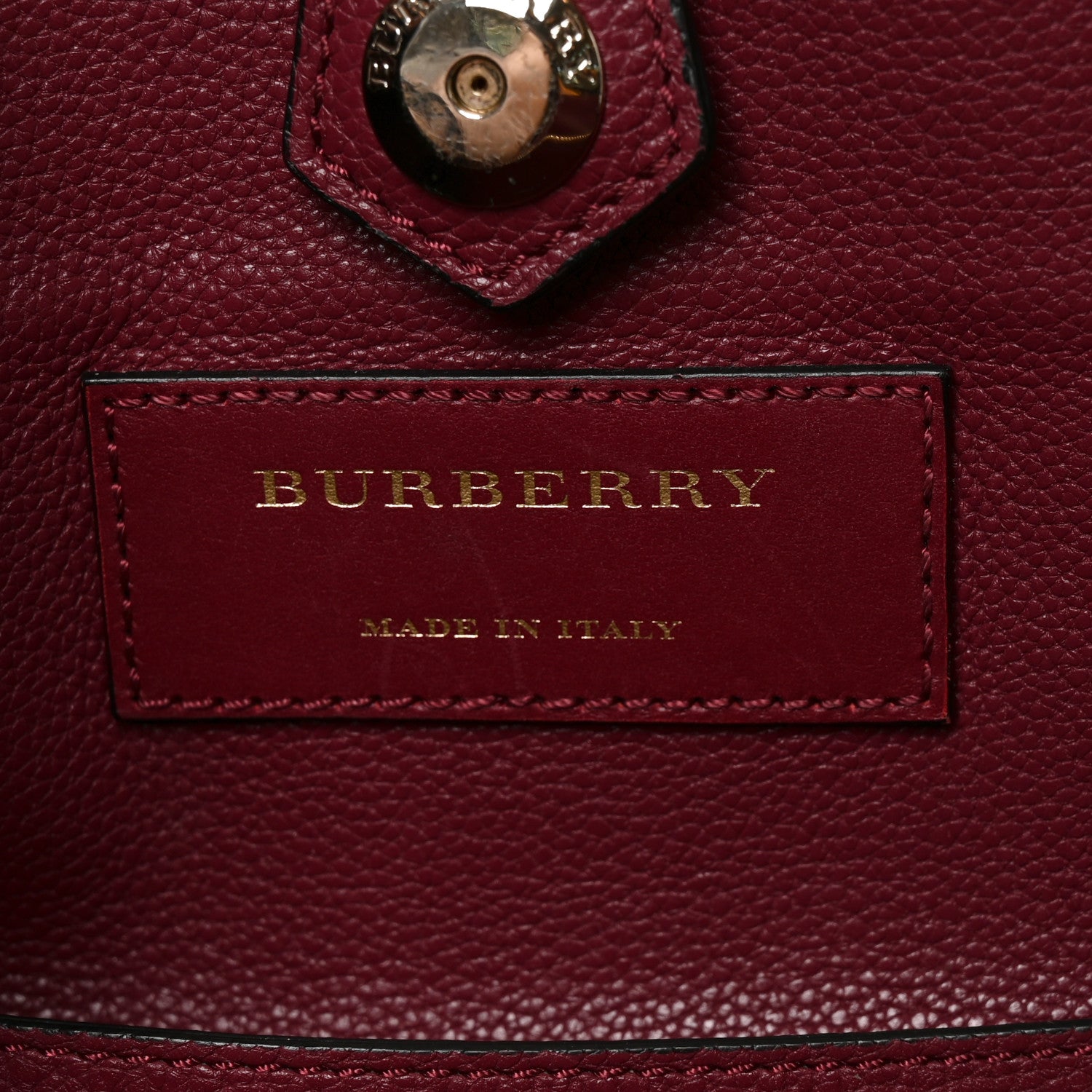 Burberry Grainy Calfskin Medium Milton Satchel Burgundy Red 6 of 9