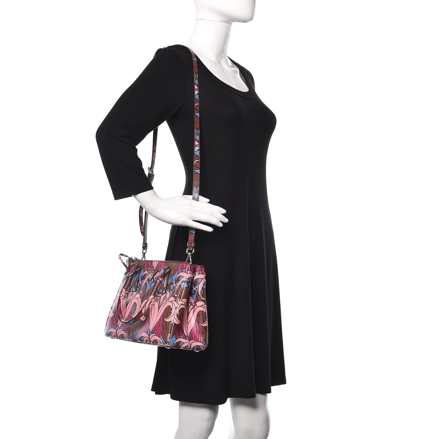Prada Saffiano Floral Print Small Galleria Double Zip Tote Cotto 2 of 12