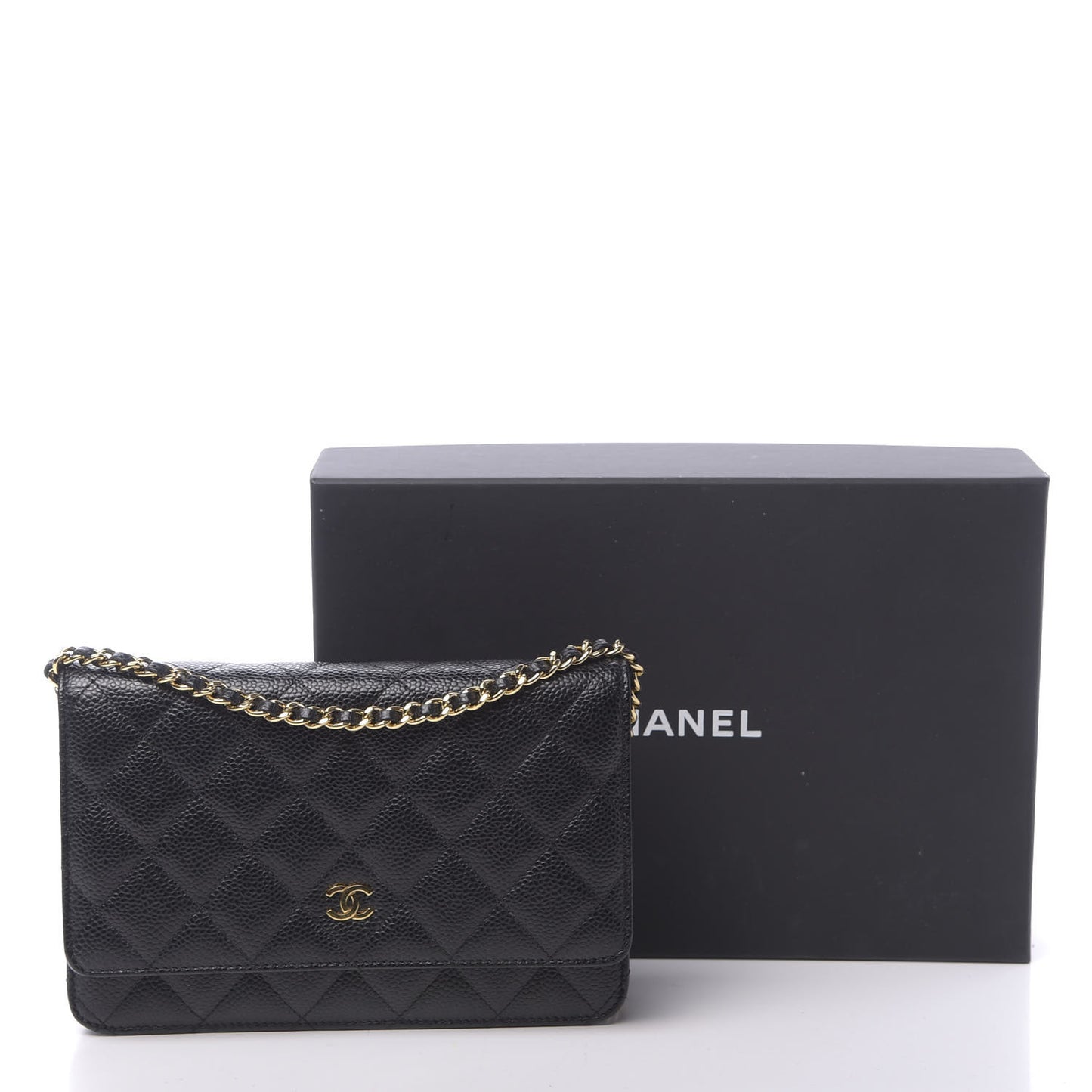 Caviar Quilted Wallet On Chain WOC Black