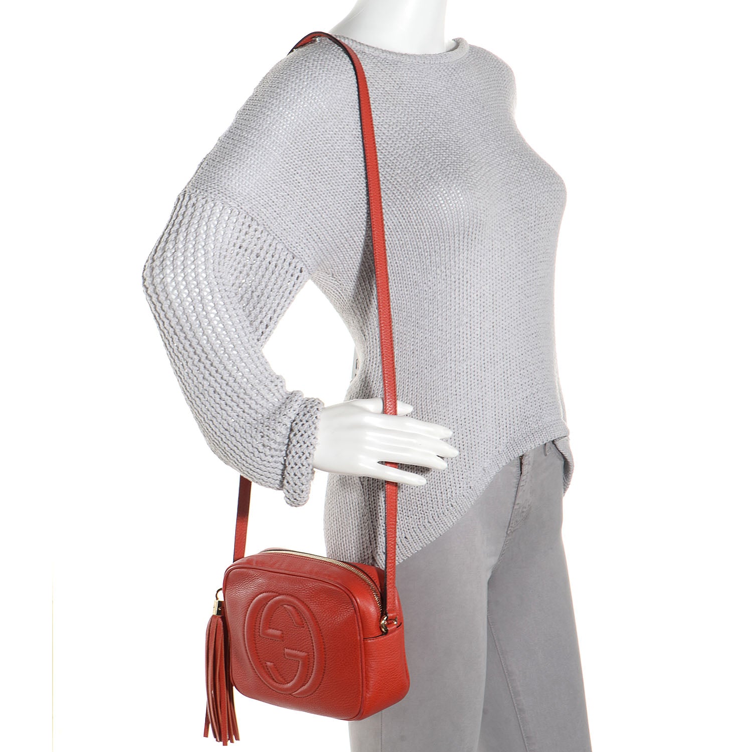 Gucci Pebbled Calfskin Small Soho Disco Bag Sun Orange 2 of 8
