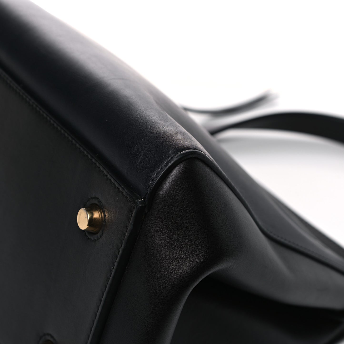 Supple Calfskin Medium Edge Shoulder Bag Navy Blue