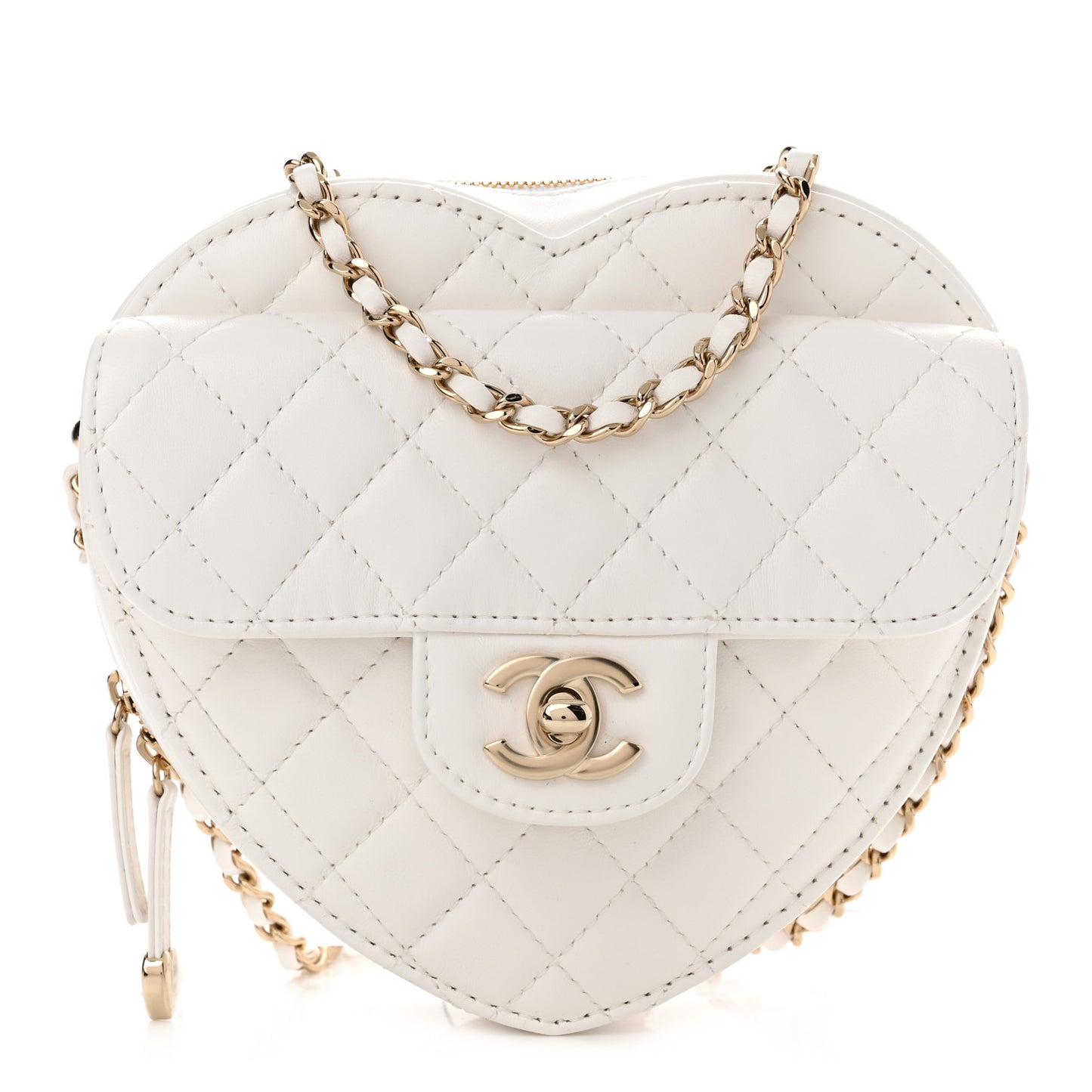 Lambskin Quilted CC In Love Heart Bag White