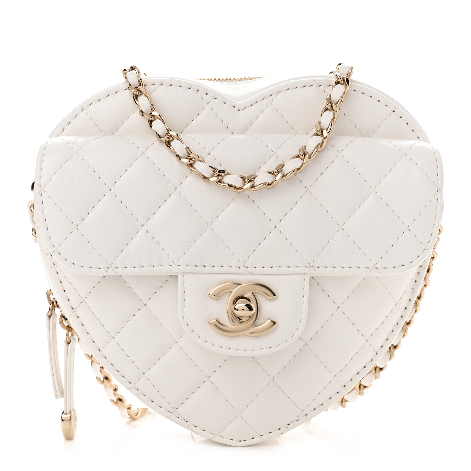 Chanel Lambskin Quilted CC In Love Heart Bag White 1 of 11