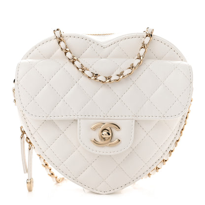 Chanel Lambskin Quilted CC In Love Heart Bag White 1 of 11