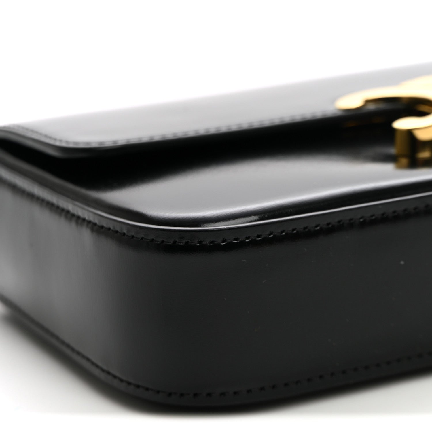 Celine Shiny Calfskin Triomphe Chain Shoulder Bag Black 8 of 9
