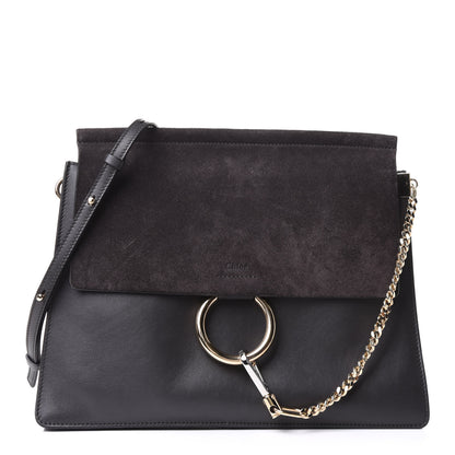 Chloe Suede Calfskin Medium Faye Shoulder Bag Carbon Grey 1 of 10