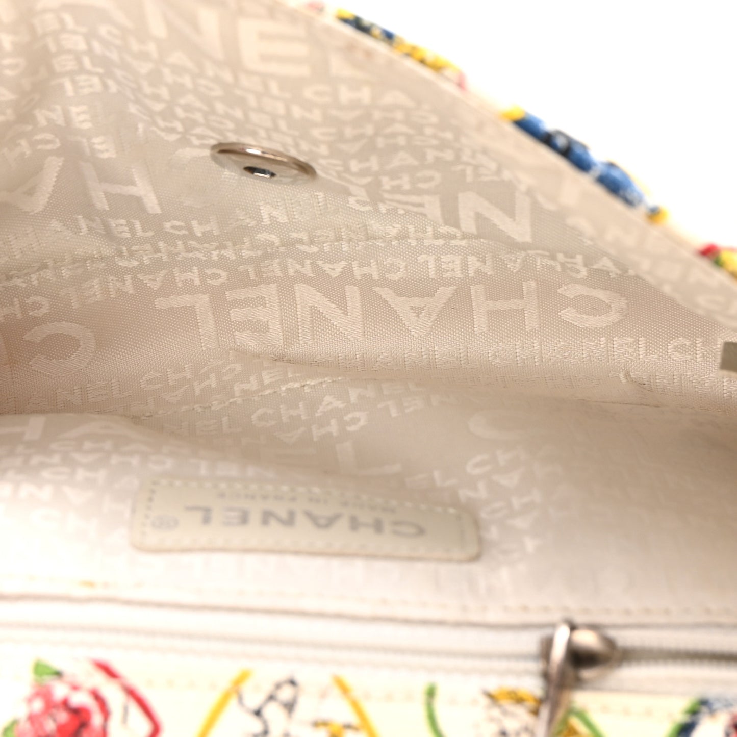 Canvas Coco Hearts Small Flap Bag White