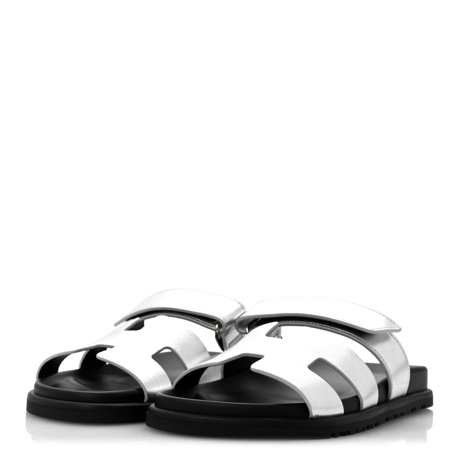 Hermes Metallic Goatskin Womens Chypre Sandals 38 Argent 4 of 10