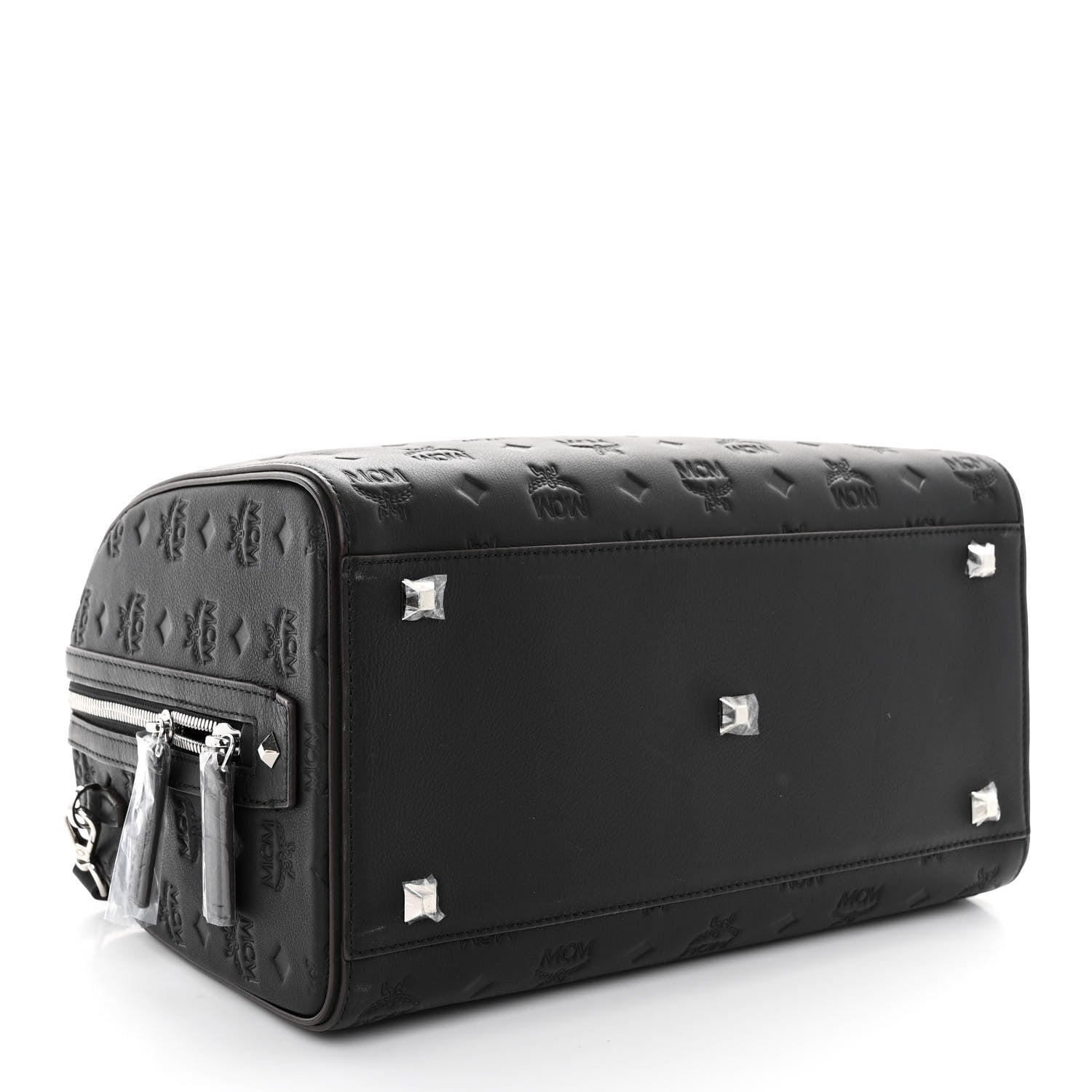 MCM Calfskin Ottomar Monogram Medium Essential Boston Bag Black 4 of 9