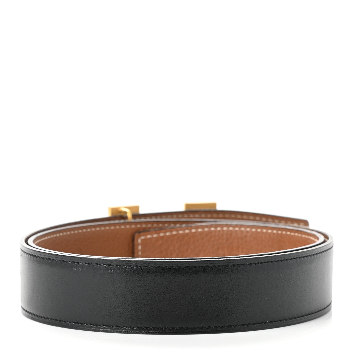 Hermes Box Togo 32mm H Belt 80 Black Gold 3 of 7