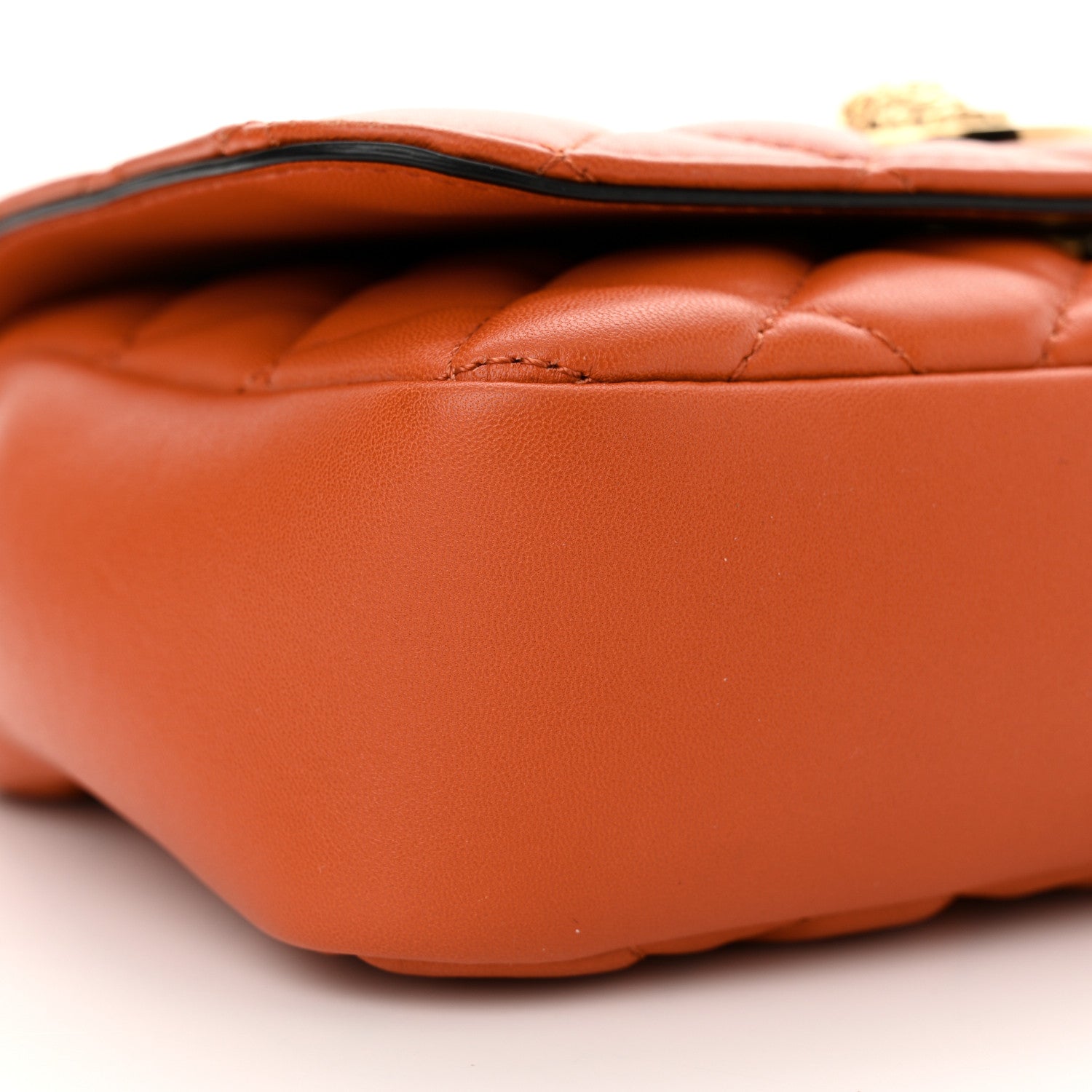 Versace Nappa Quilted Small Medusa Chain Crossbody Dark Orange 8 of 11