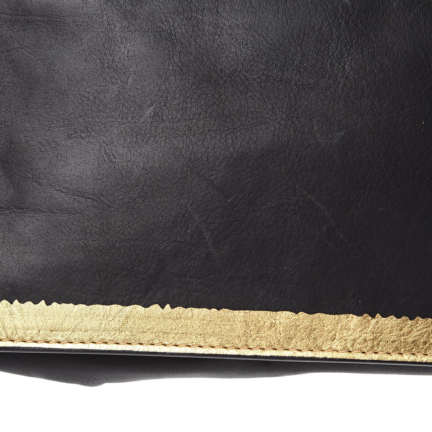 Gilded Waxed Leather Pouch Gold Black