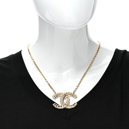 Chanel Crystal Textured CC Necklace Gold 2 of 5
