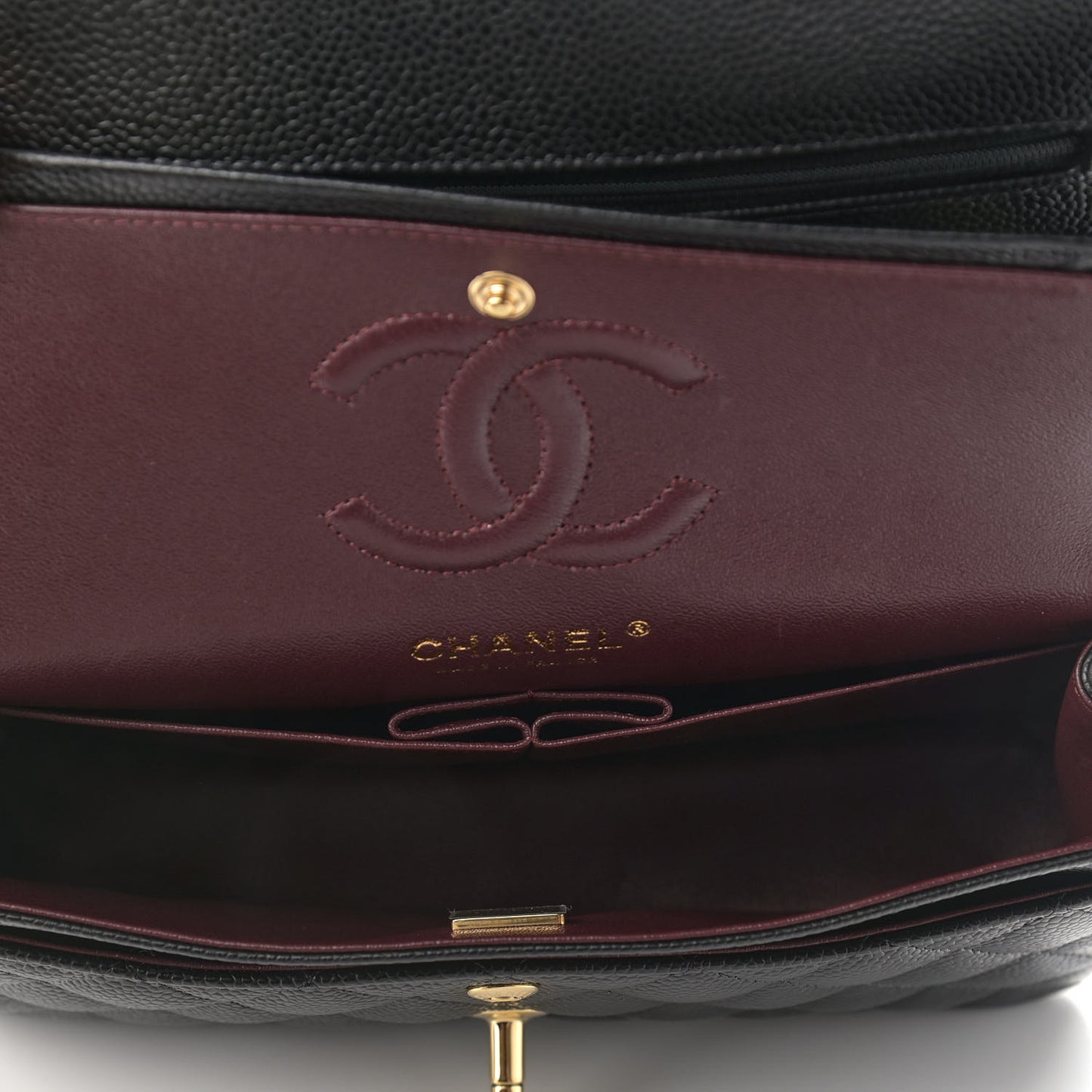 Caviar Quilted Small Double Flap Black