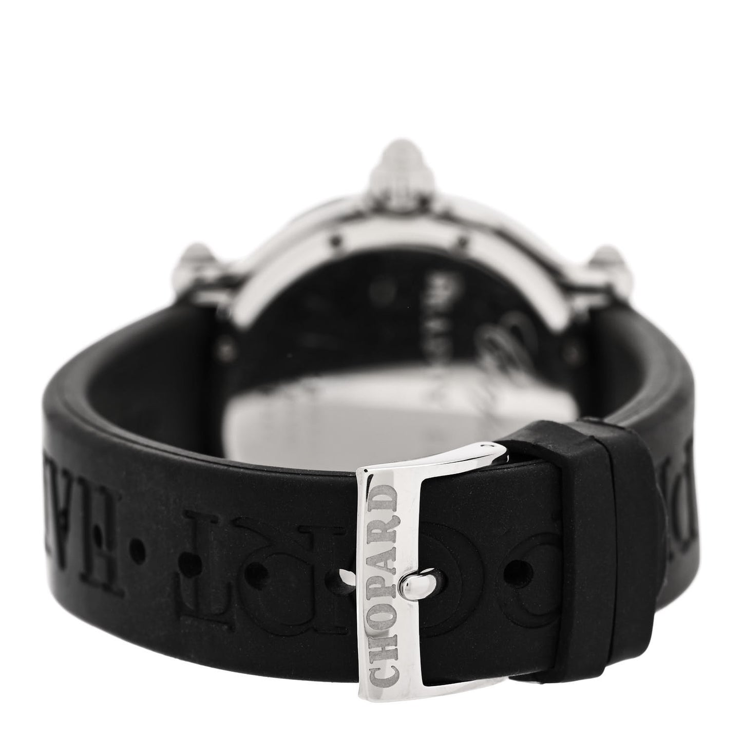 Stainless Steel Rubber Diamond 38mm Happy Sport Fish Quartz Watch Black