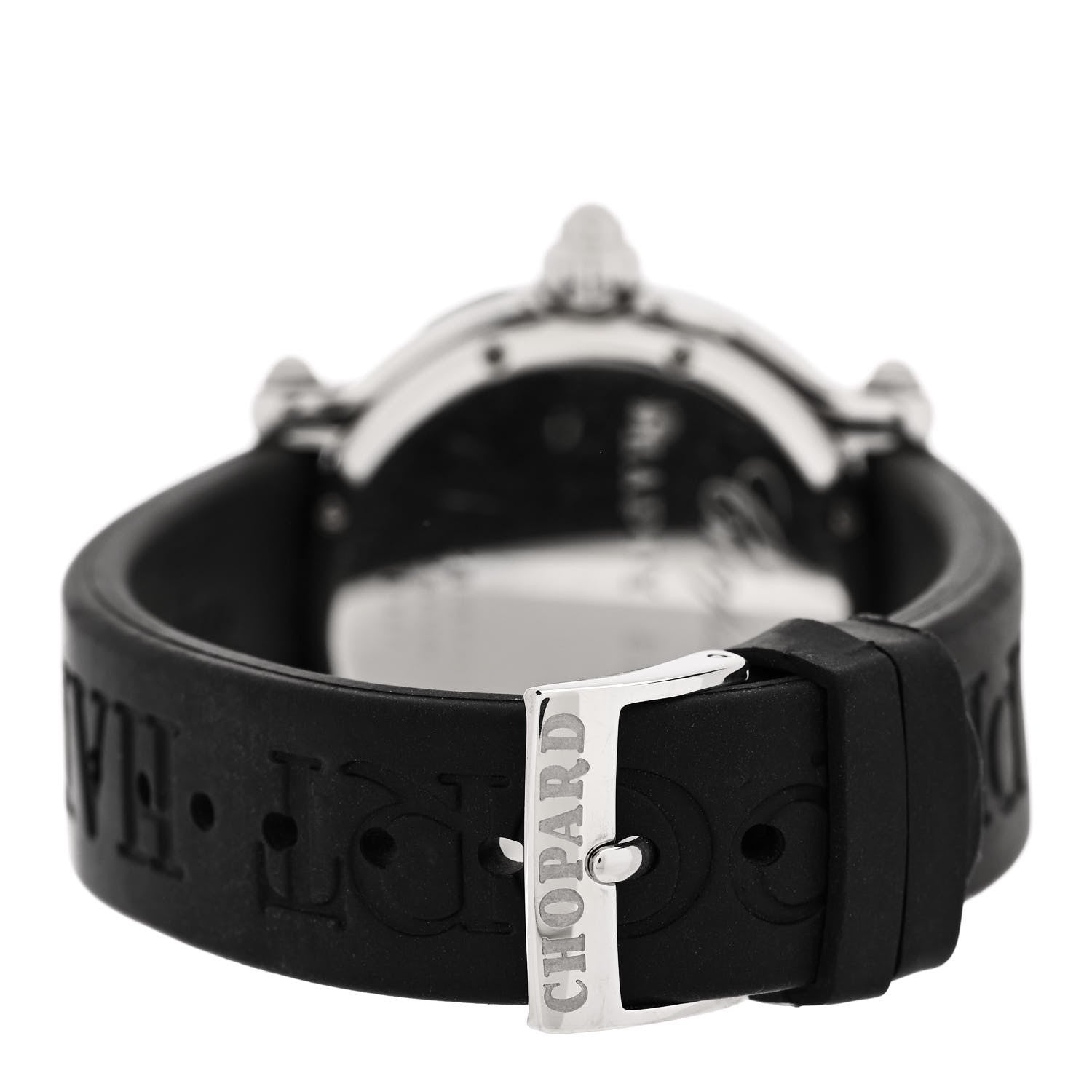 Chopard Stainless Steel Rubber Diamond 38mm Happy Sport Fish Quartz Watch Black 3 of 5