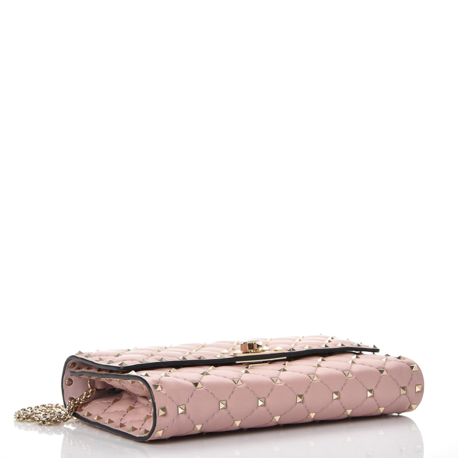 Valentino Garavani Nappa Rockstud Spike Wallet on Chain Water Rose 4 of 9