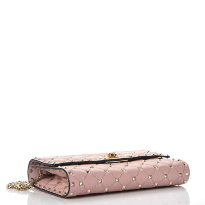 Valentino Garavani Nappa Rockstud Spike Wallet on Chain Water Rose 4 of 9