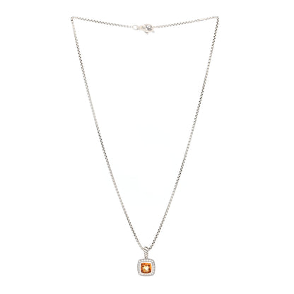 David Yurman Sterling Silver Diamond Citrine 7mm Petite Albion Pendant Necklace 3 of 4