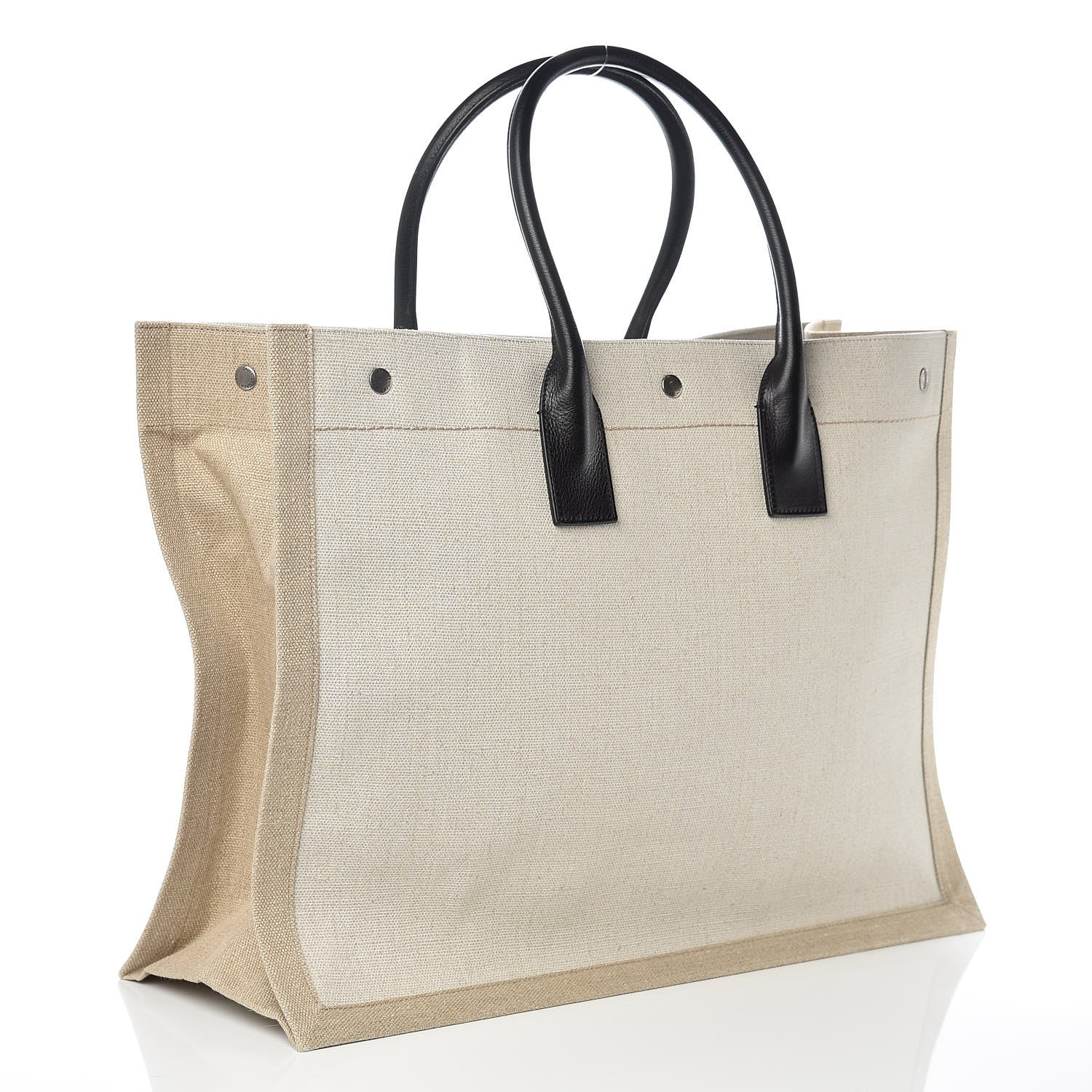 Saint Laurent Linen Calfskin Rive Gauche Tote Optic White 3 of 9