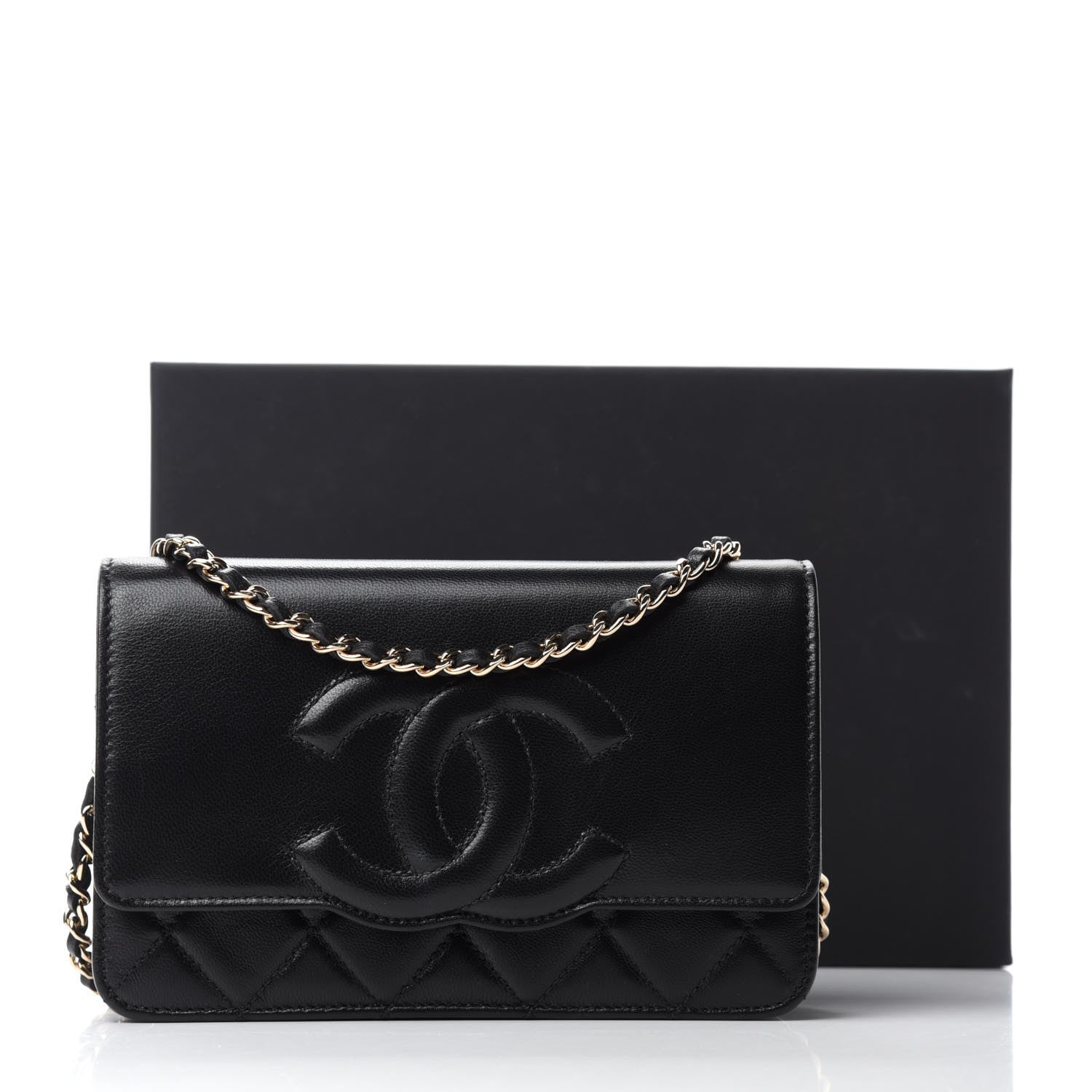 Chanel Goatskin Quilted Timeless CC Wallet On Chain WOC Black 12 of 12