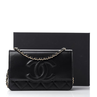 Chanel Goatskin Quilted Timeless CC Wallet On Chain WOC Black 12 of 12