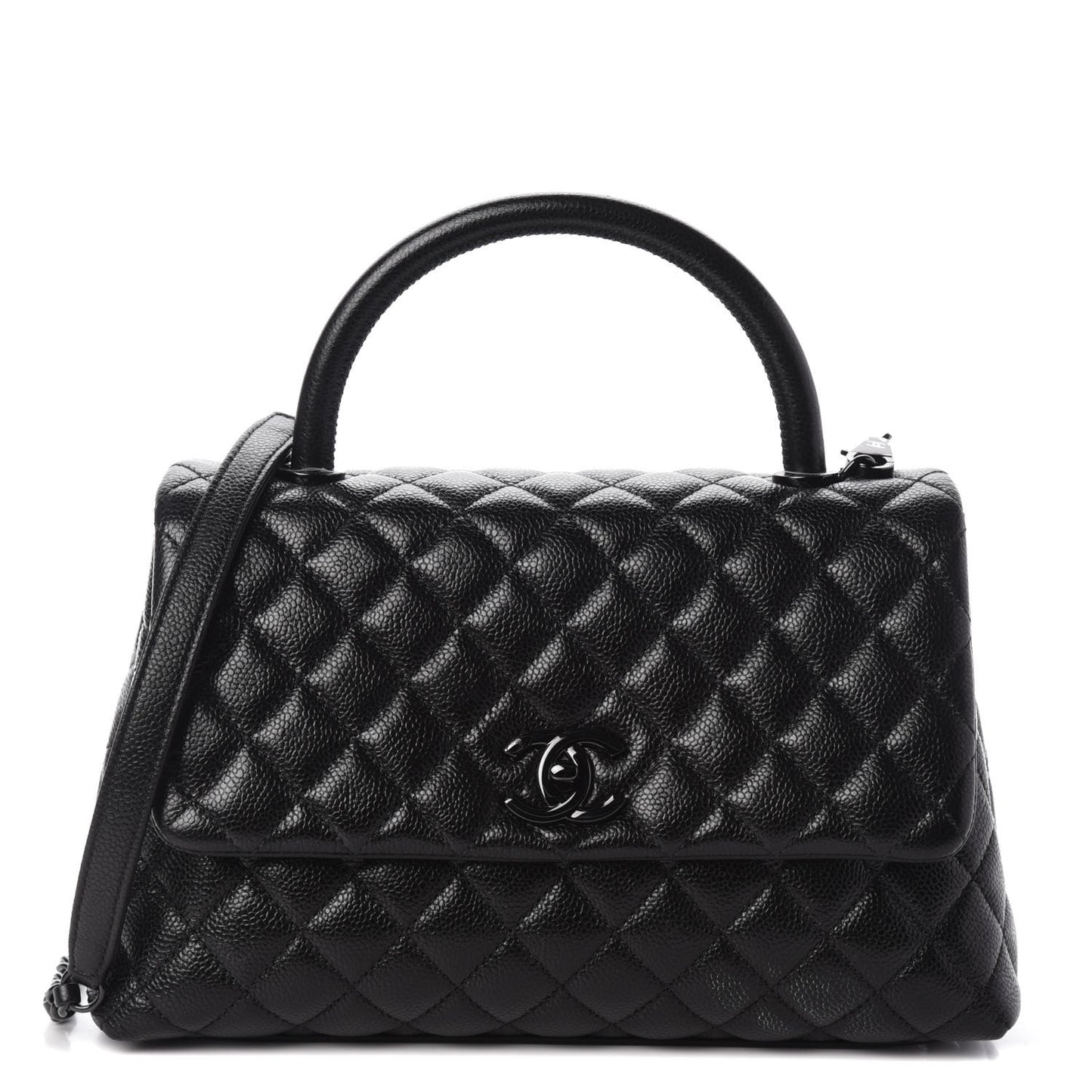 Caviar Quilted Small Coco Handle Flap So Black