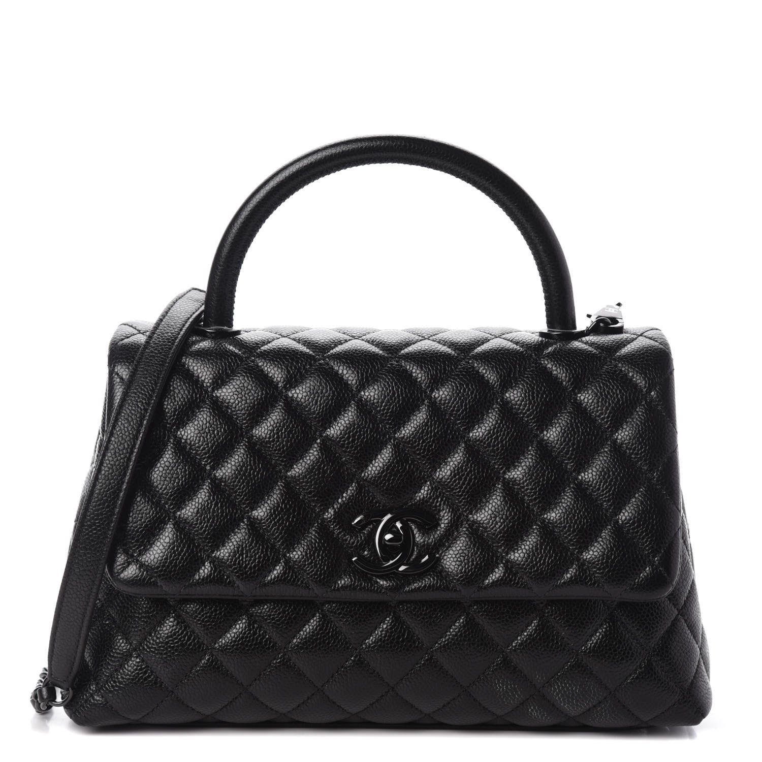 Chanel Caviar Quilted Small Coco Handle Flap So Black 1 of 11
