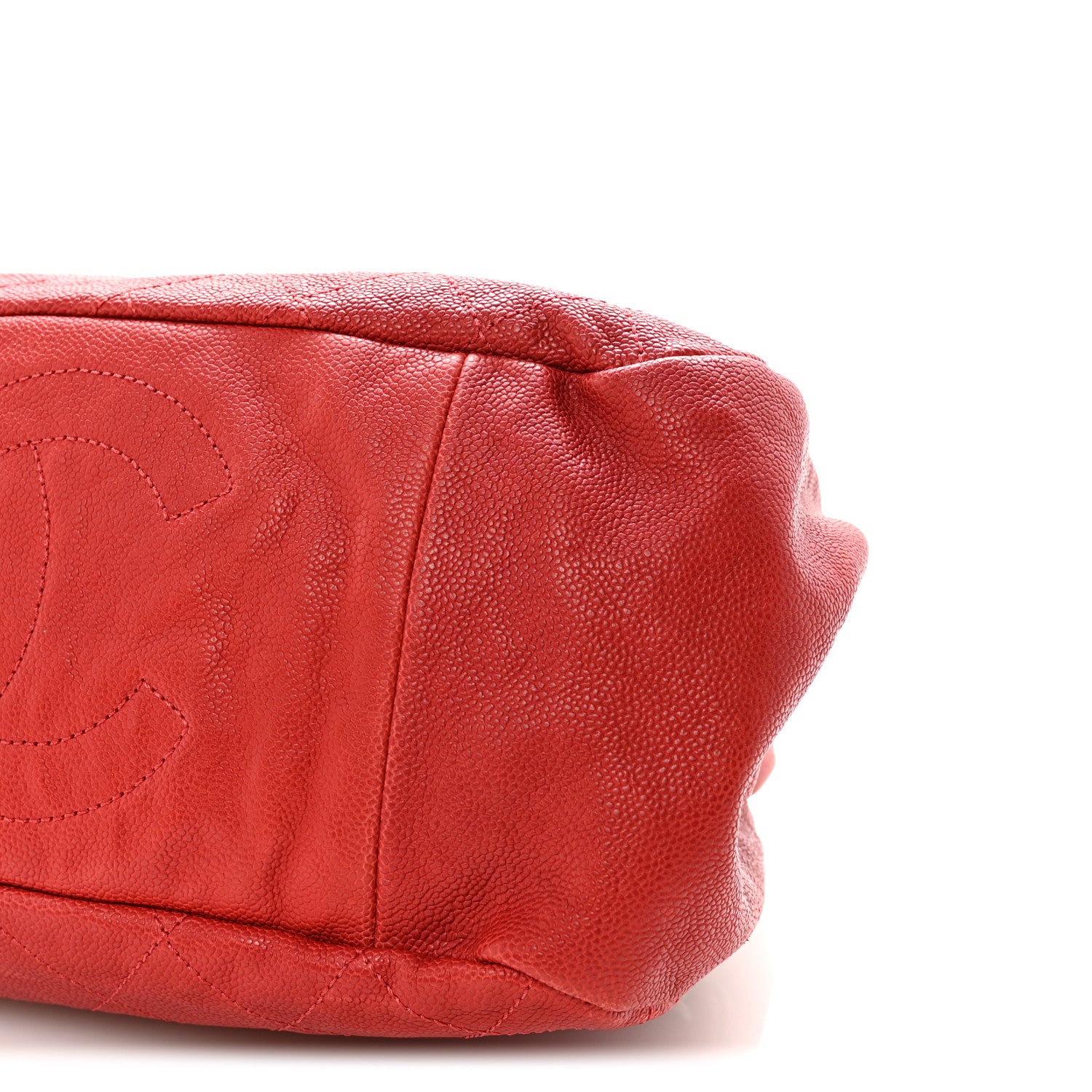 Chanel Caviar Quilted Frame CC Shopping Tote Red 10 of 10