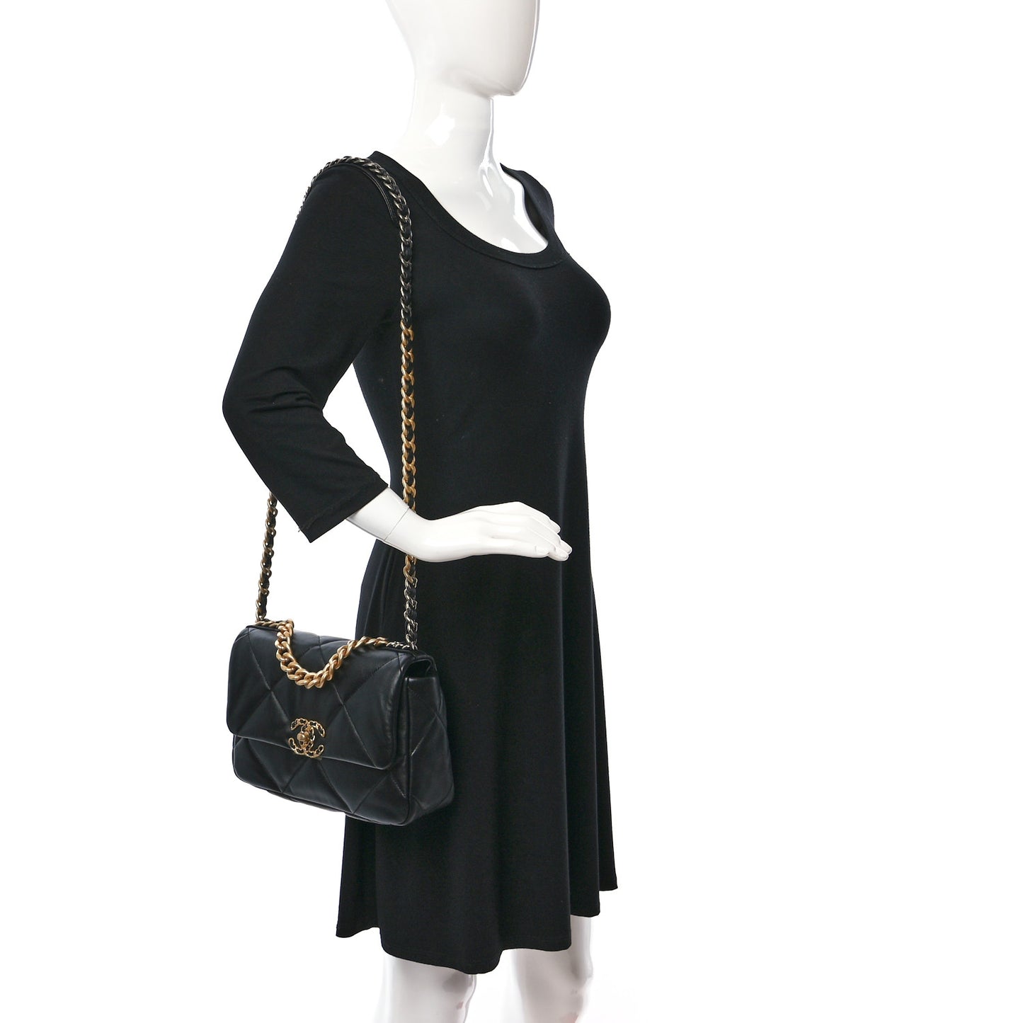 Lambskin Quilted Medium Chanel 19 Flap Black