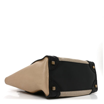 Celine Canvas Smooth Calfskin Micro Tri-Color Luggage Natural Black Tan 4 of 9
