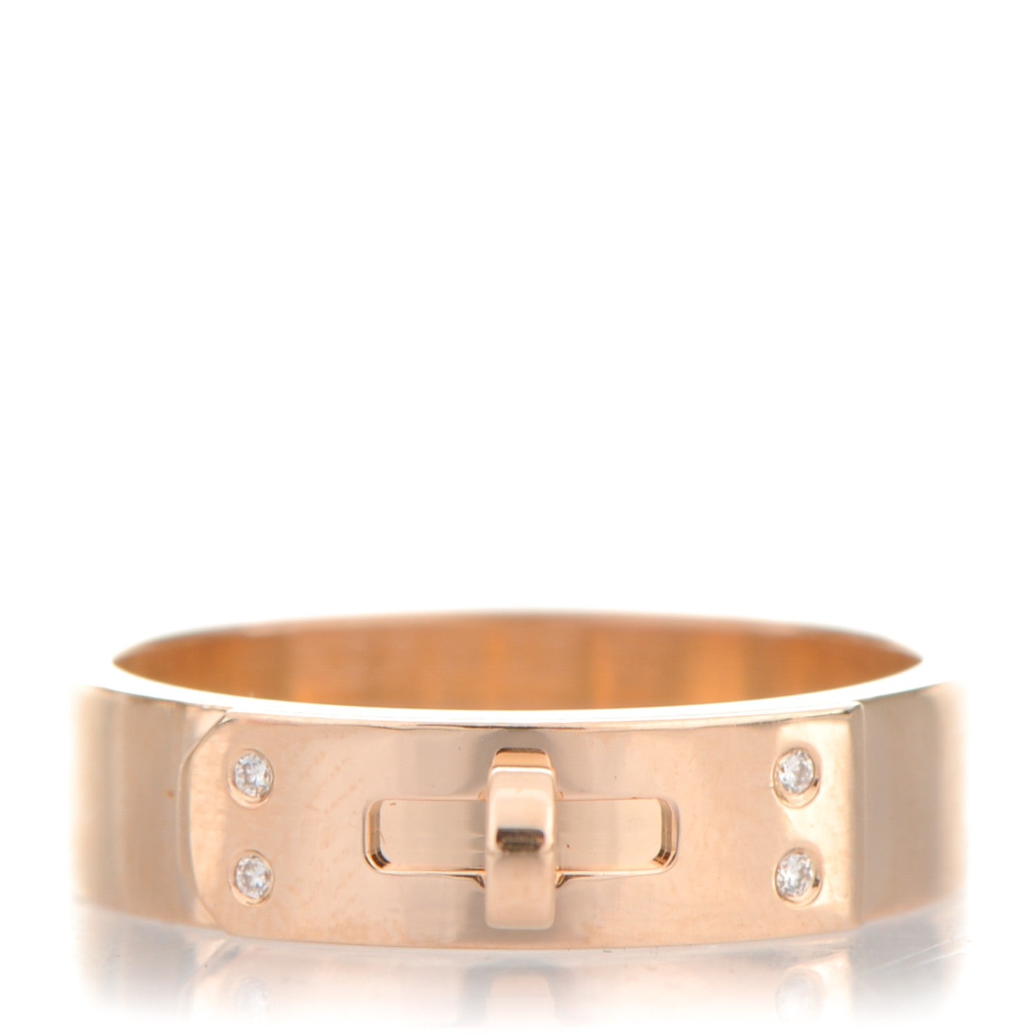 Hermes 18K Rose Gold Diamond PM Kelly Ring 56 7.5 1 of 4