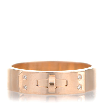 Hermes 18K Rose Gold Diamond PM Kelly Ring 56 7.5 1 of 4