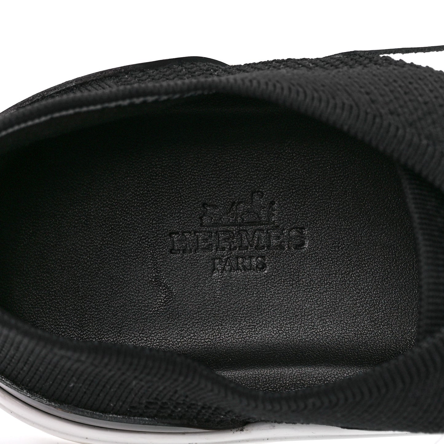 Knit Fabric Calfskin Deep Sneakers 39 Black White