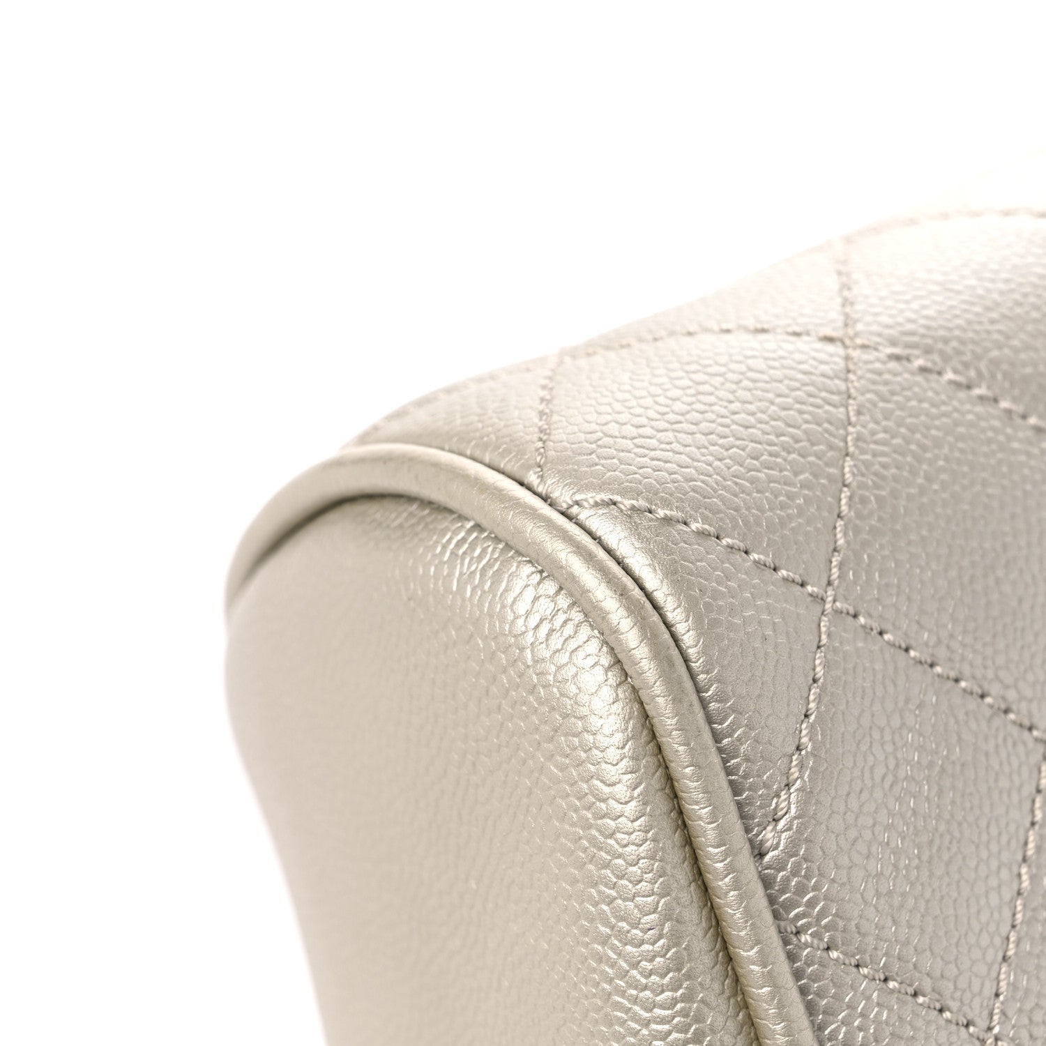 Chanel Metallic Caviar Quilted Bowler Pearl 8 of 17