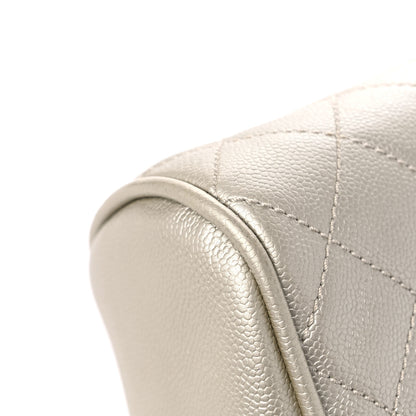 Chanel Metallic Caviar Quilted Bowler Pearl 8 of 17