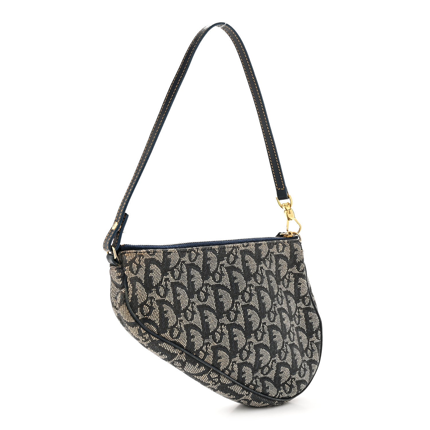 Christian Dior Monogram Mini Saddle Pochette Navy 3 of 12