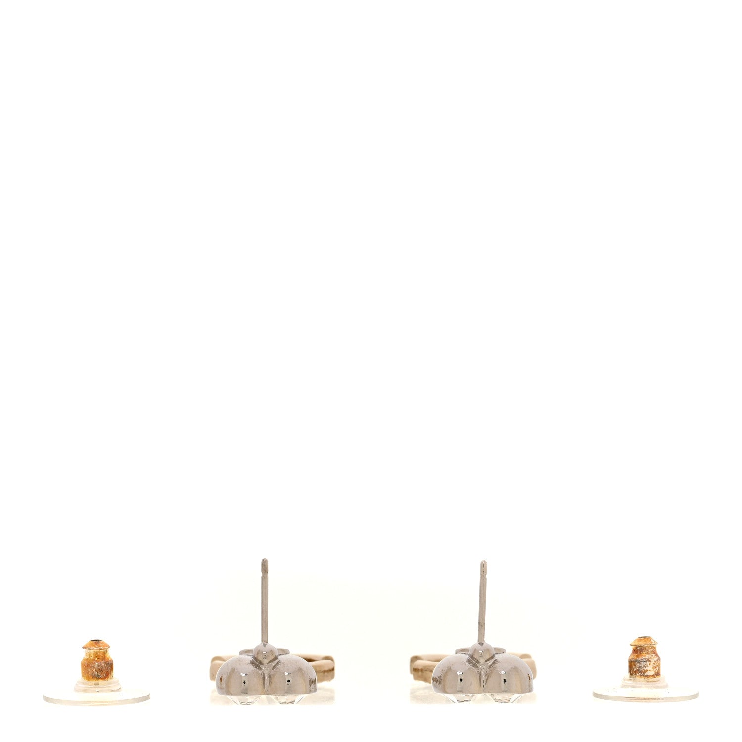 Chanel Crystal CC Heart Drop Earrings Gold Silver 3 of 5