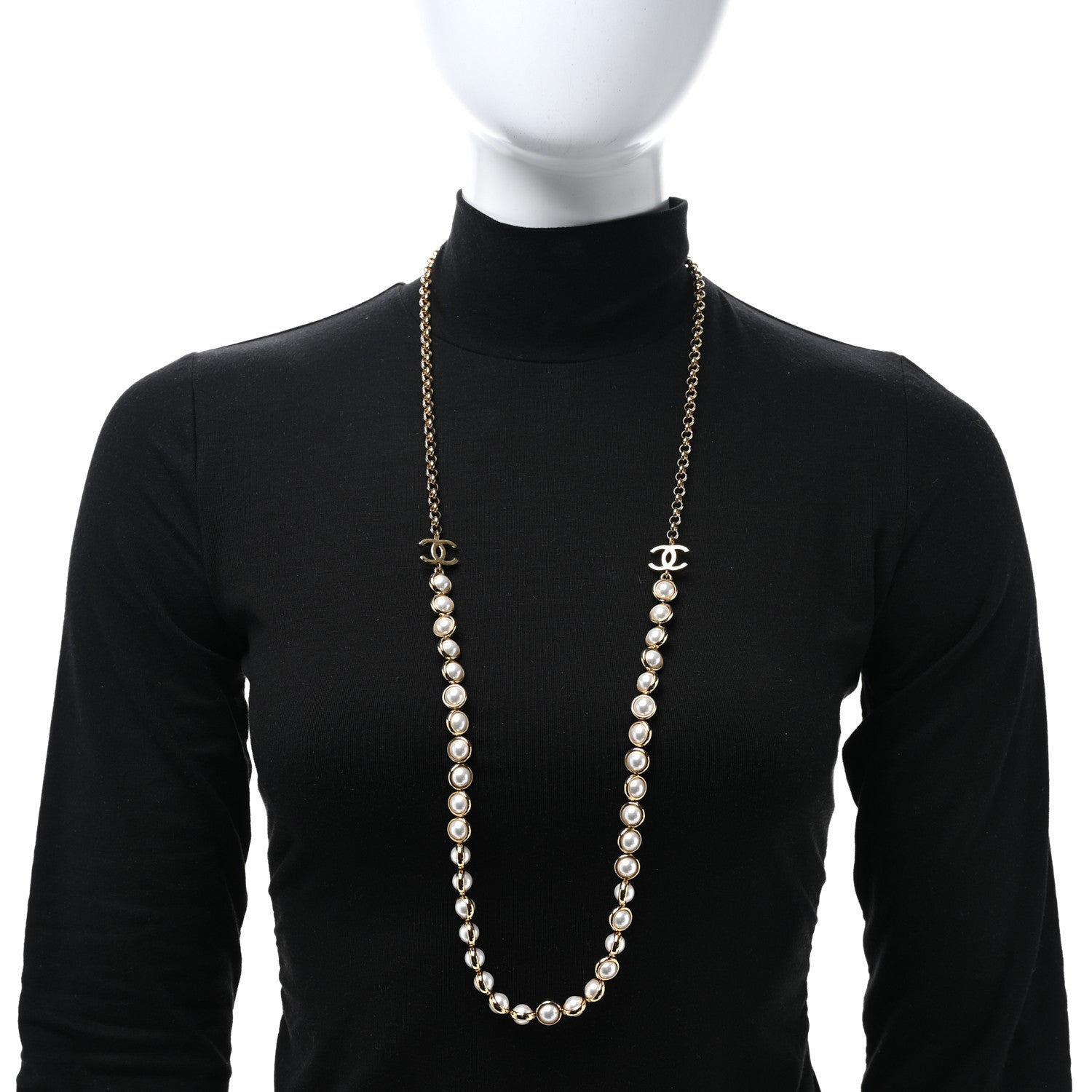 Chanel Pearl CC Necklace Gold 2 of 5