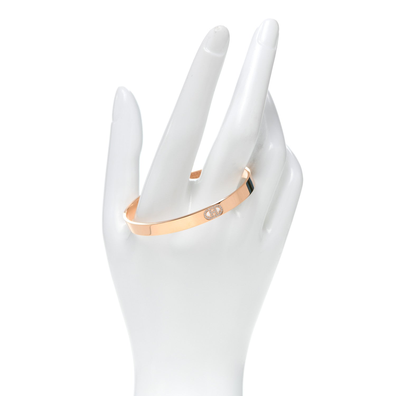Hermes 18K Rose Gold Diamond PM H D'Ancre Bracelet SH 2 of 5