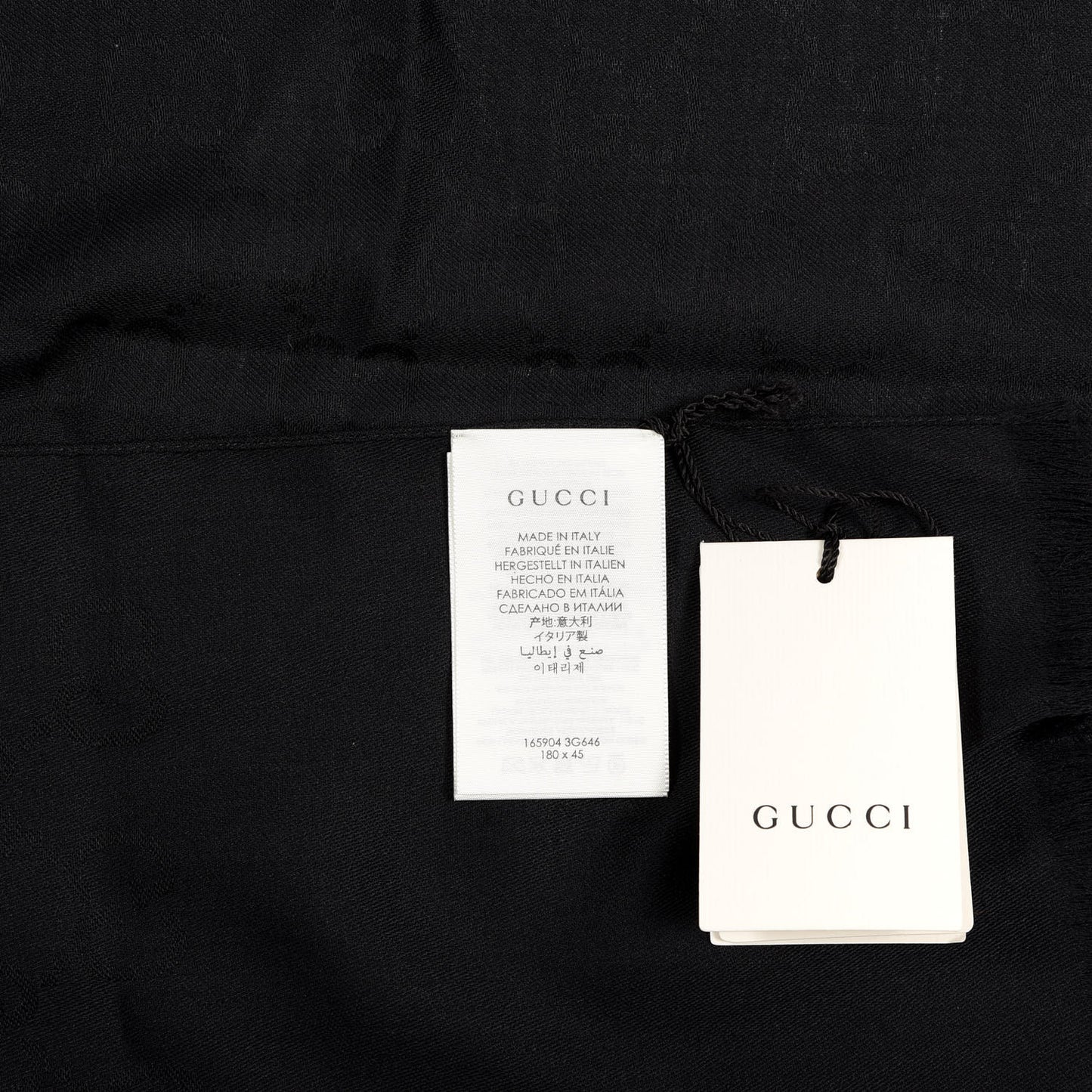 Wool Silk GG Monogram GGNat Scarf Black