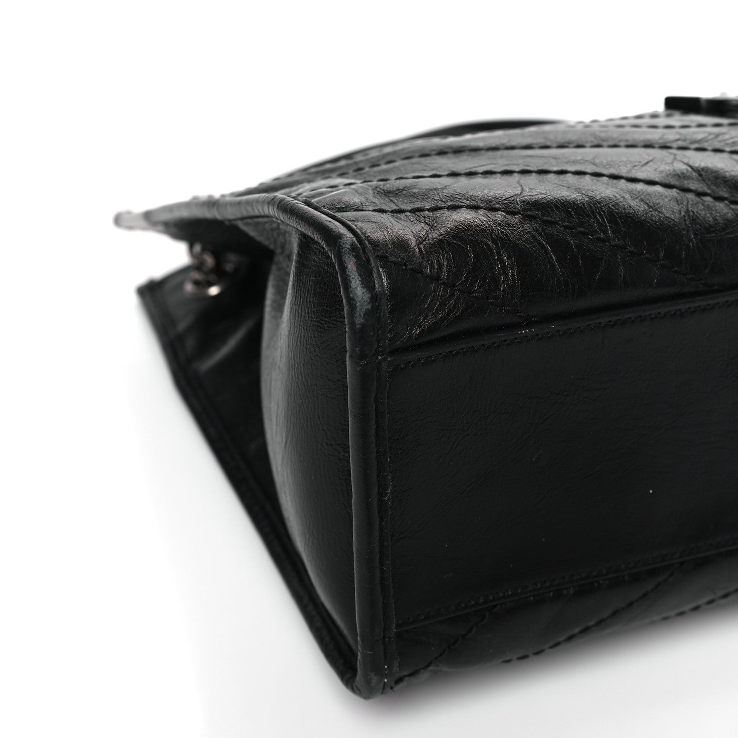 Saint Laurent Crinkled Calfskin Matelasse Monogram Medium Niki Shopper Tote Black 8 of 10