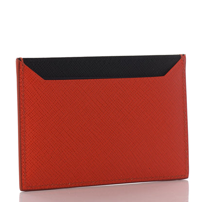 Prada Saffiano Triangle Metal Card Case Arancio Fluo 2 of 6