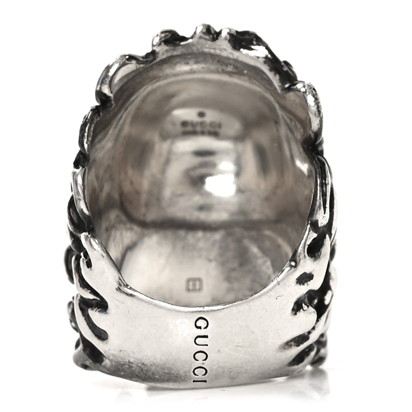 Metal Crystal Lion Head Ring  49 4.75 Black Aged Silver