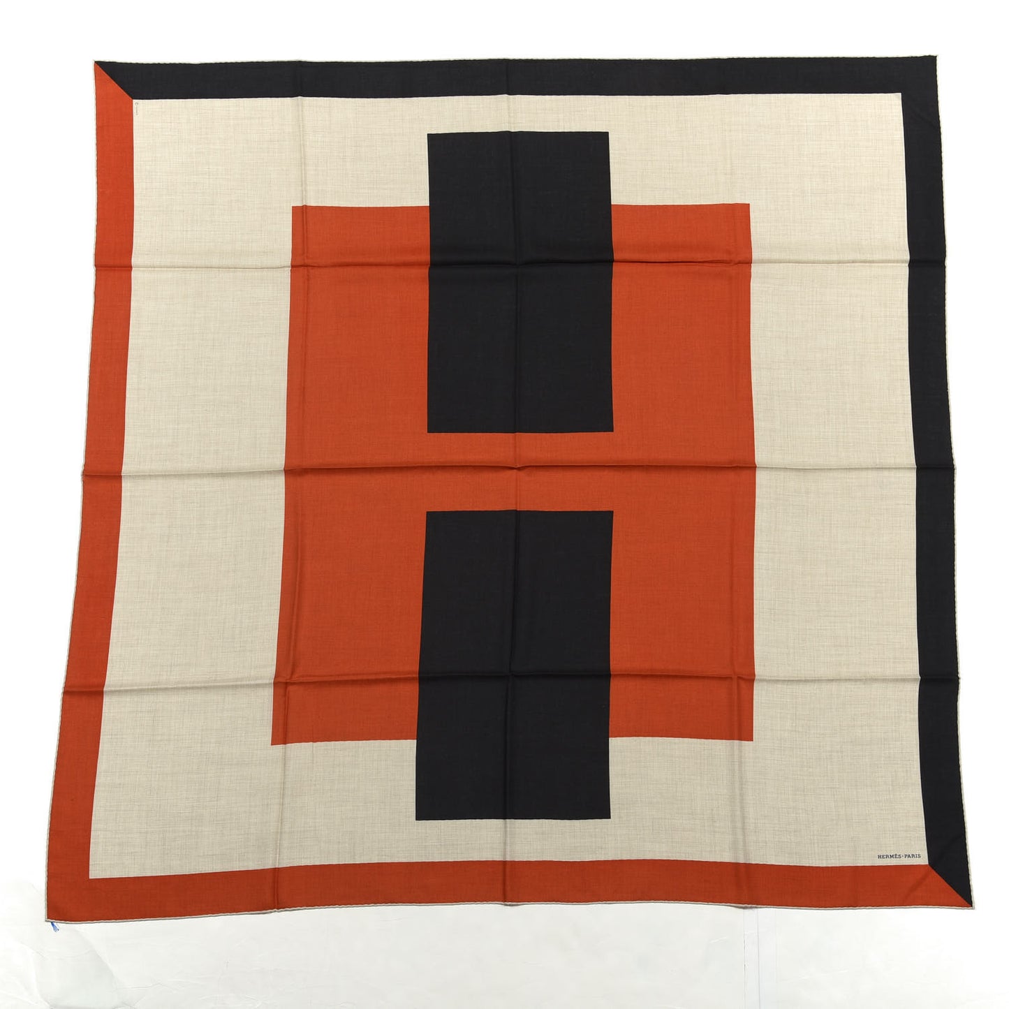 Cashmere Silk Encadre H Passant Giant Scarf 140 Gris Chine Rouge Black