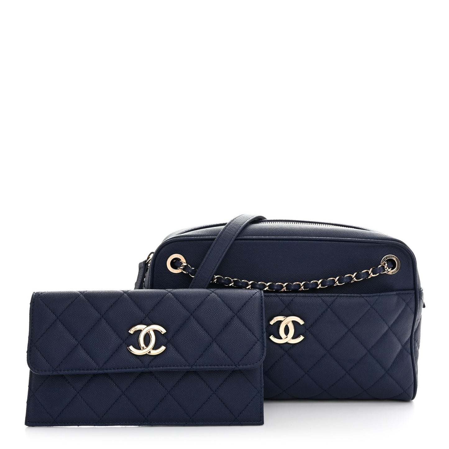 Caviar Quilted Large In & Out Camera Case Navy