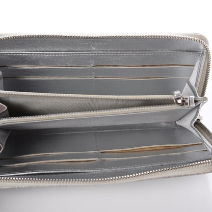 Chanel Metallic Lambskin Quilted Large Gusset Zip Around Wallet Silver 5 of 12