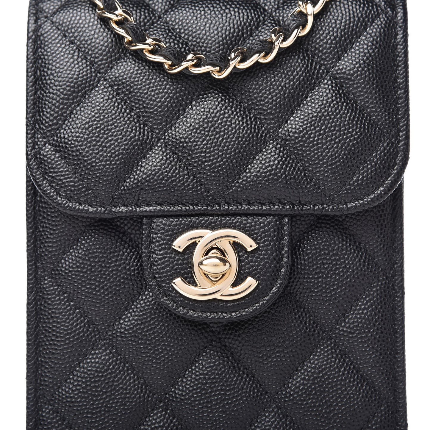 Caviar Quilted Classic Phone Holder Black